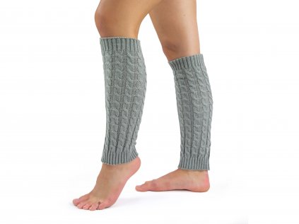 Pletené návleky na nohy VFstyle 40 cm světle šedé