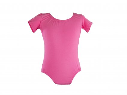 Bavlněný gymnastický dres s krátkým rukávem světle růžový