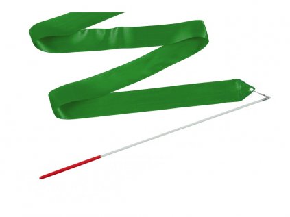 Detská gymnastická stuha s tyčkou tmavo zelená 2 m