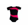 Bavlněný gymnastický dres s krátkým rukávem růžovo-černý