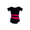 Bavlněný gymnastický dres s krátkým rukávem černo-růžový