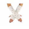 Pletené návleky na ruky Hearts VFstyle 30 cm krémové