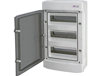 1145 rozvadec na omitku eti ech 36g 36 mod 3 rady ip65 pruhledna dvirka plast