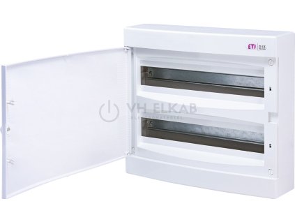 1169 rozvadec na omitku eti ect 2x18po 36 mod 2 rady ip40 plna dvirka plast