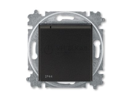 Zásuvka jednonásobná s ochr. kolíkem, s clonkami, s víčkem, IP44; onyx/kouřová černá; 6619H-A06997 63