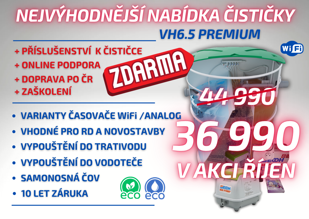 Nejvýhodnější nabídka čističky odpadních vod pro 2-9 osob + doprava ZDARMA!