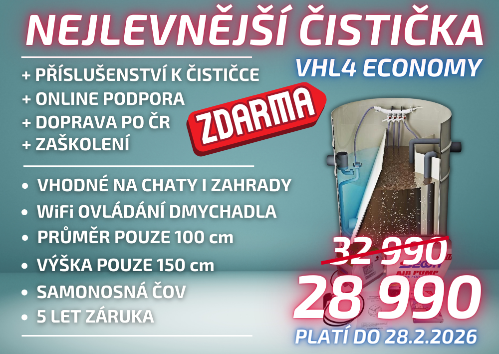 Nejlevnější čistička odpadních vod do 4 osob + doprava ZDARMA!