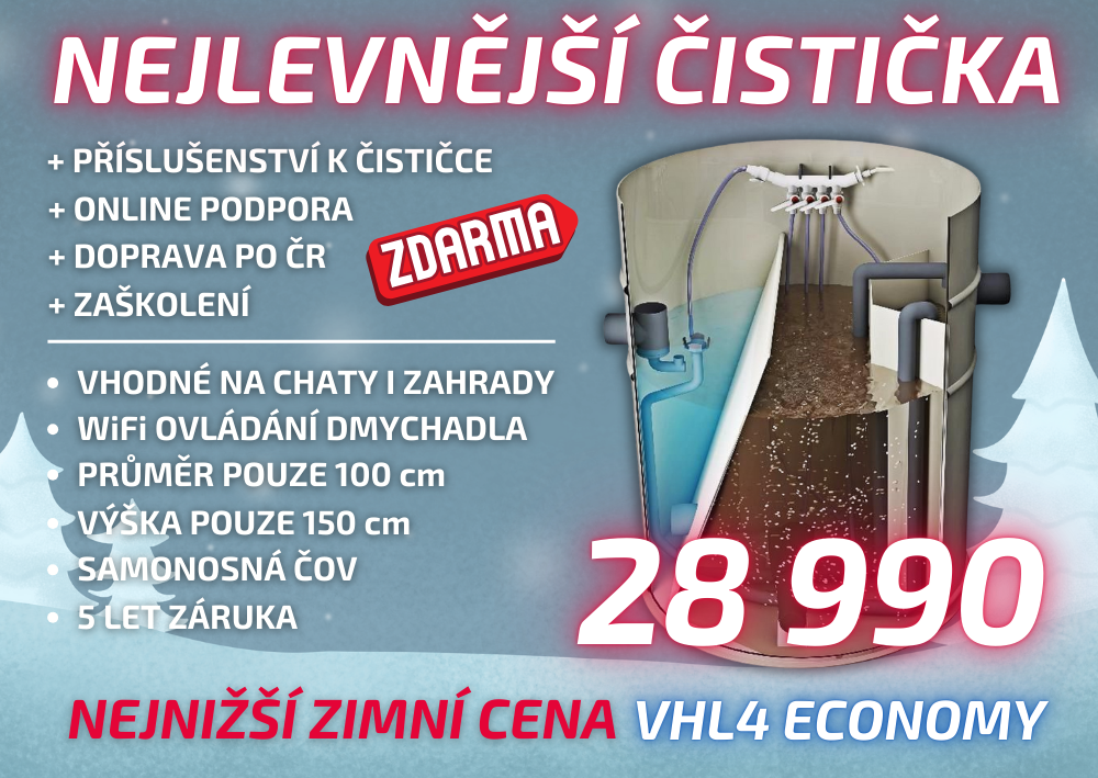Nejlevnější čistička odpadních vod do 4 osob + doprava ZDARMA!