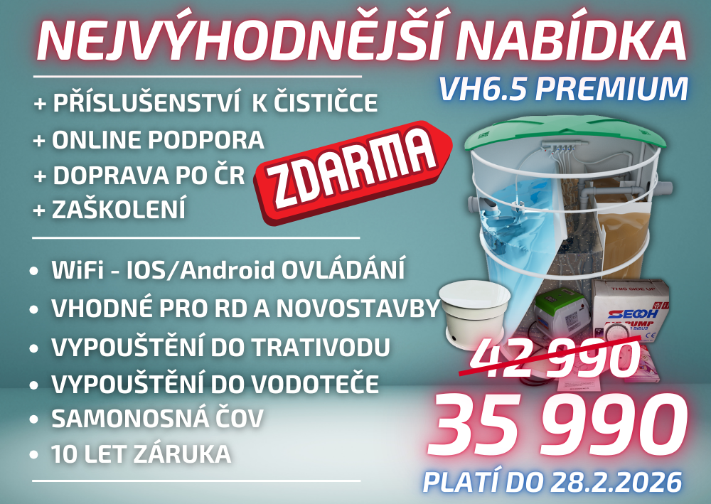 Nejvýhodnější nabídka čističky odpadních vod pro 2-9 osob + doprava ZDARMA!