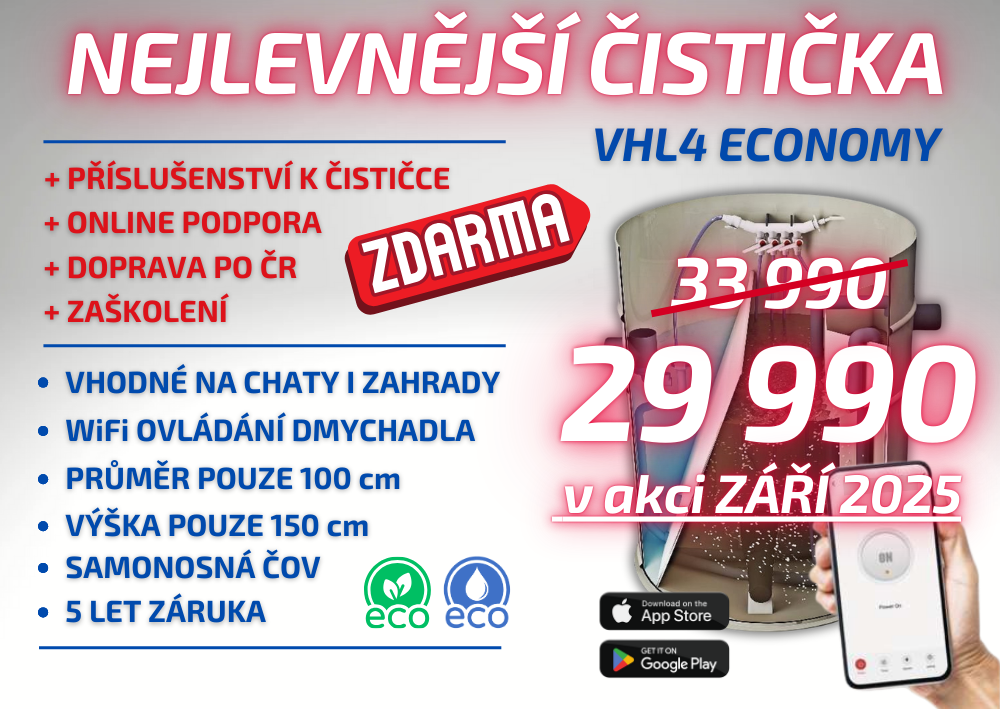 Nejlevnější čistička odpadních vod do 4 osob + doprava ZDARMA!