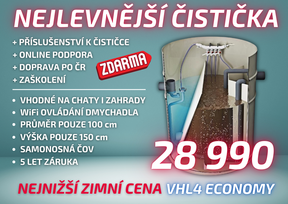 Nejlevnější čistička odpadních vod do 4 osob + doprava ZDARMA!