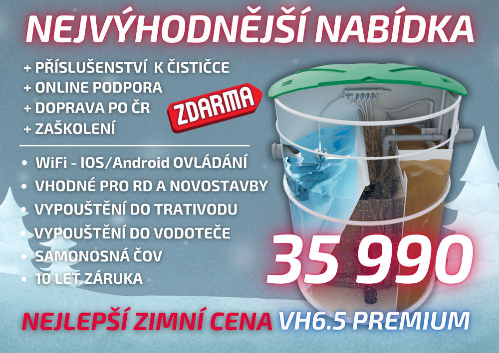 Nejvýhodnější nabídka čističky odpadních vod pro 2-9 osob + doprava ZDARMA!