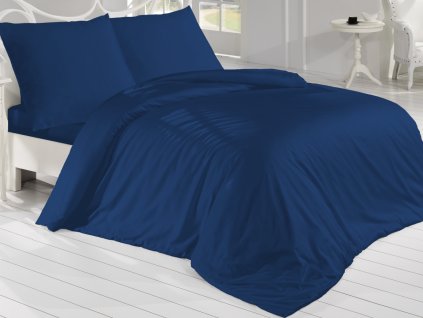 Tmavě modré saténové povlečení 140x200