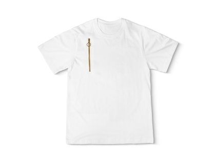 Pánské tričko s náprsním otvorem - Bílá/Zlatá