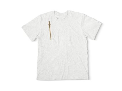 Pánské tričko s náprsním otvorem - Šedá/Zlatá
