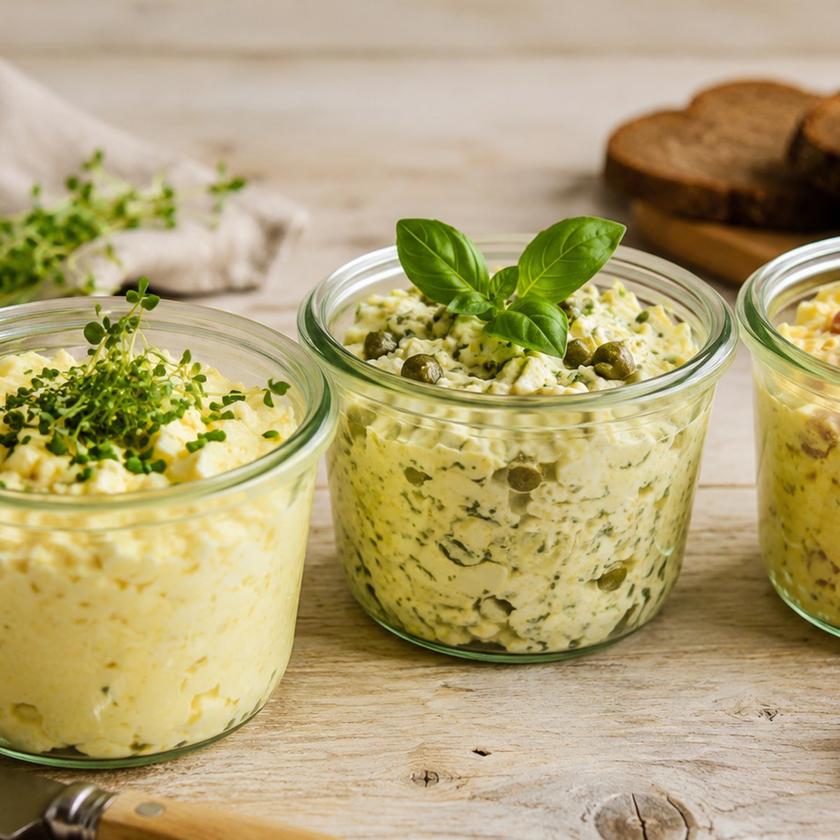 Vajickova pomazanka recept ve sklenickach Weck