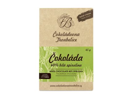 Bílá čokoláda 40 % s jemnou spirulinou – Edición Nueva