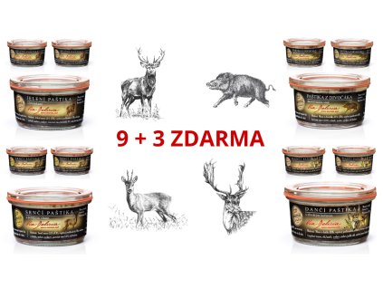 Zvěřinové delikatesní paštiky výběr 4 druhy celkem 12ks