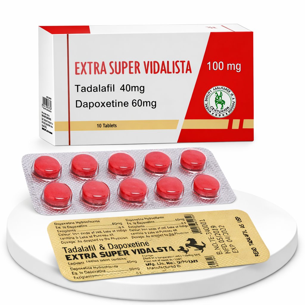 Extra Super Vidalista 100mg Tadalafil a Dapoxetin v tabletě