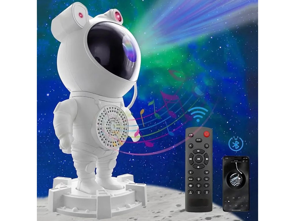8733 hvezdny projektor astronaut s bluetooth s reproduktorem a s dalkovym ovladanim