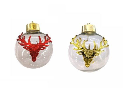 Ozdoba na vánoční stromeček, koule, jelení hlava, 8cm (Barva Zlatá)