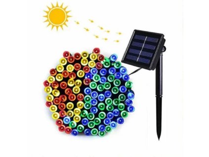 Solárny vianočný reťaz, 10m, 100 LED, rôznofarebná, 8 programov