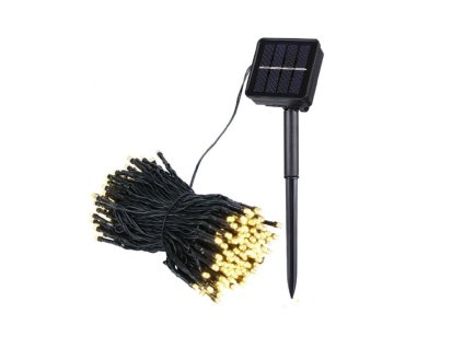 Solárny vianočný reťaz, 10m, 100 LED, teplá biela, 8 programov