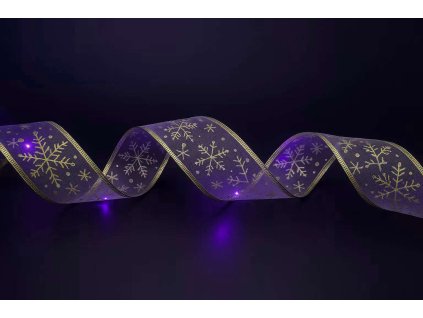 Svietiaca vianočná stuha, fialová, 5m, 50 LED