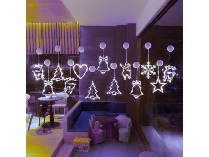 8315 vanocni svetelna zavesna dekorace do okna studena bila