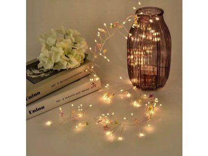 7850 2 vanocni led mikro retez s hvezdickami tepla bila 100 led 1m na baterie