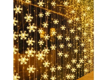 7826 2 vanocni led zaves s 160 snehovymi vlockami