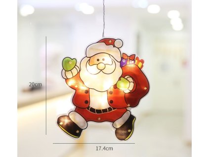 6321 4 vanocni led zavesna dekorace do okna santa claus nosi darky