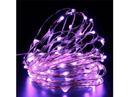 Vianočná mikro reťaz na batérie, fialová