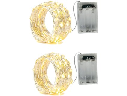 Vánoční mikro řetěz na baterie, teplá bílá