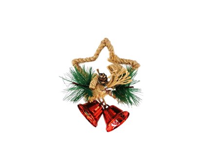 6447 1 vanocni ozdoba na stromecek zvonek s propletanou hvezdou 9x14cm