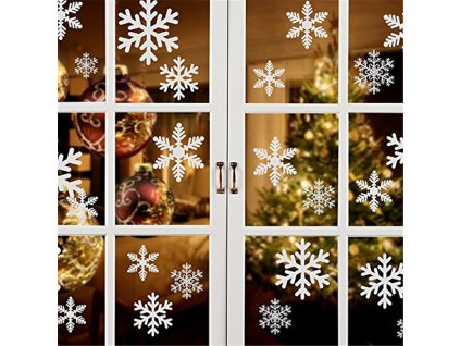 6255 1 vanocni samolepky na okna snehove vlocky 62 ks