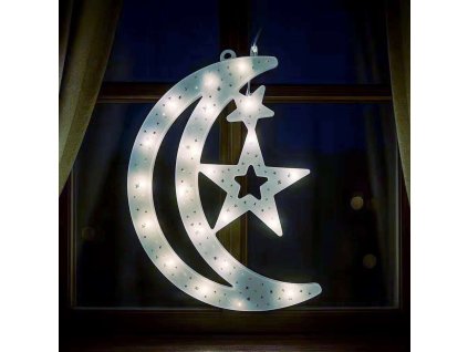 Vianočné svietiace LED dekorácie - Mesiac s hviezdičkami