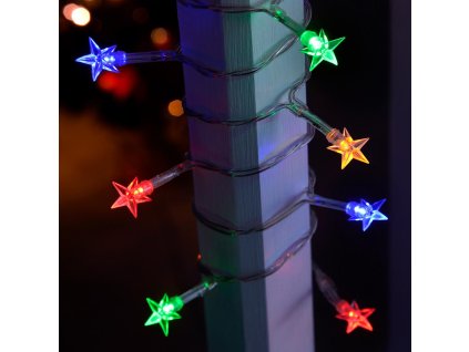 Vnútorná LED vianočná reťaz s hviezdičkami - farebná