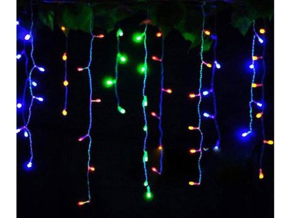 Vnitřní LED vánoční závěs - různobarevná, stále svítící, 2,5m, 105 LED, propojovatelný (Délka světelné části+délka přívodního kabelu a počet LED 2,5m+1,5m, 105 LED)