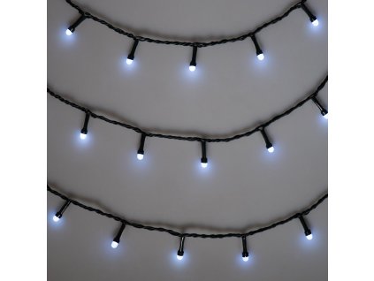 Vnútorná LED vianočná reťaz so 7mm guľatými diódami, studená biela, 10 m, 100 LED