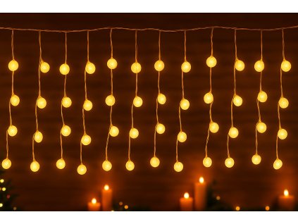 Vánoční světelný závěs s 48 koulemi, teplá bílá, 3 m, propojovatelný