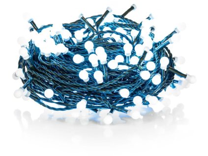 Vianočný LED reťaz s guľôčkami - Cherry, 21m, 210 LED diód, studená biela, prepojiteľný