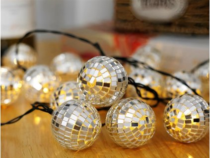 Vianočný reťaz s 20 sklenenými guľami, 5m, teplá biela. AC SL1200