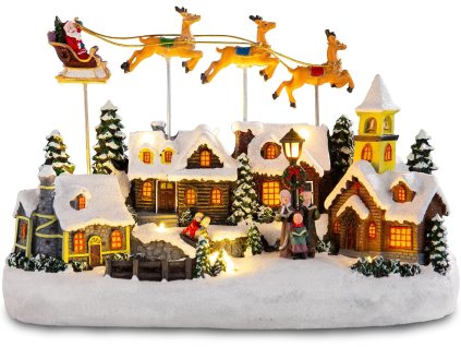 Vianočná dedinka so Santom a sobmi v pohybe