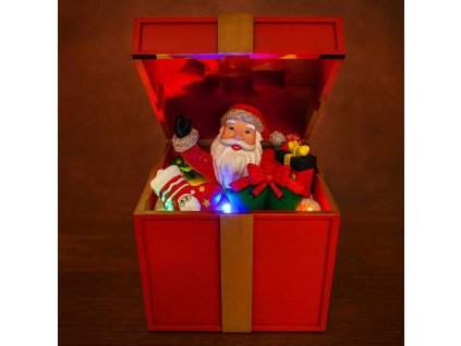 Vianočná darčeková krabička so Santom, melódiami a pohybom
