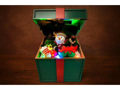 Vianočná darčeková krabička so snehuliakom, melódiami a pohybom – 12,5 cm