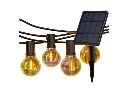 Vonkajšia svetelná reťaz s 20ks žiaroviek, teplá biela, 10m, IP44