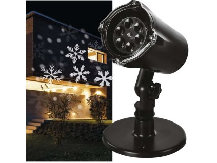 LED dekoratívny projektor – vločky, vonkajšie aj vnútorné, studená biela