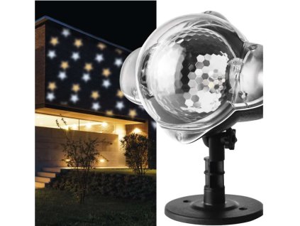 LED dekoratívny projektor – hviezdičky, vonkajší aj vnútorný, teplá/studená biela