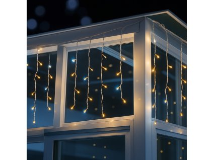 Svetelný vianočný záves - kombinácia studenej bielej alebo teplej bielej